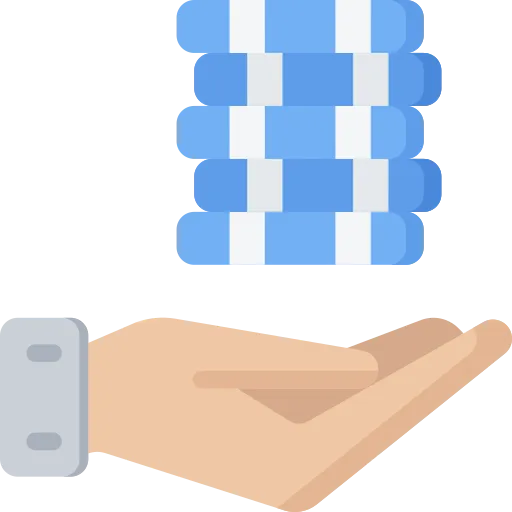 image with an animated hand holding casino chips